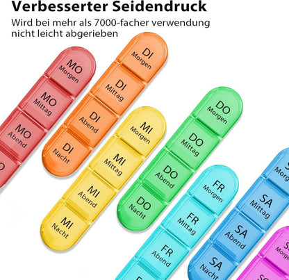 Tablettenbox 7 Tage BPA frei Medikamentenbox 4 Fächer - Transparent