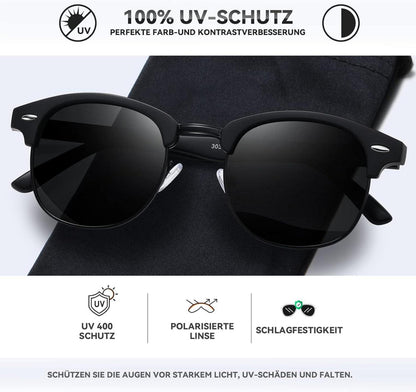 Vintage Retro Polarisierte Halbrahmen-Sonnenbrille UV400