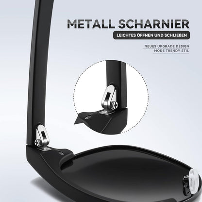 Polarisierte Vintage Rechteck Sonnenbrille UV400 Schutz Metallrahmen Autobrille