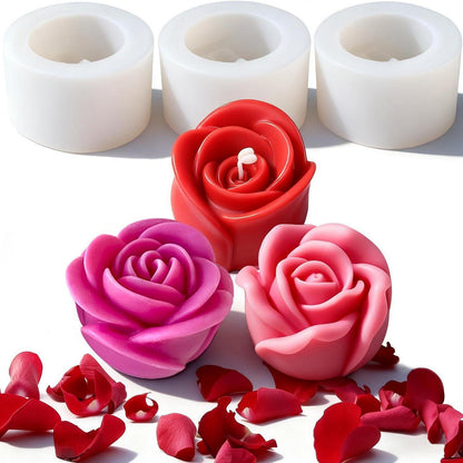 Rose Silikonform 3er Set für Kerzen, Seifen & Gießharz