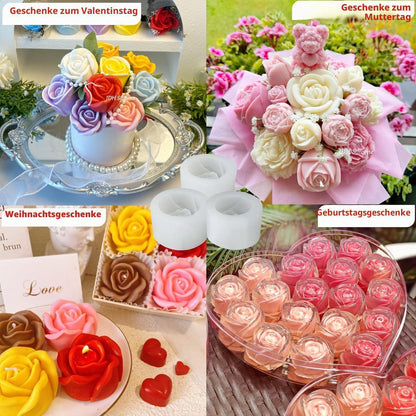 Rose Silikonform 3er Set für Kerzen, Seifen & Gießharz