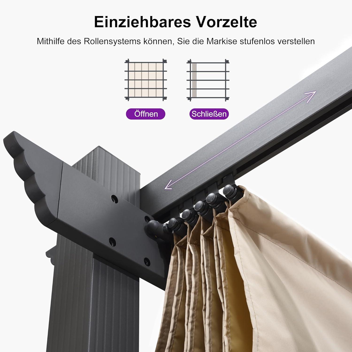Aluminium Pergola 3x5.5m Wasserdicht Stabil Winterfest