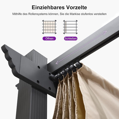 Aluminium Pergola 3x5.5m Wasserdicht Stabil Winterfest