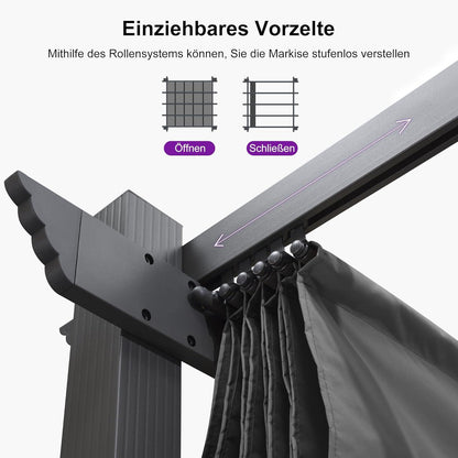 PURPLE LEAF Pergola 3x5.5m Aluminium Gartenpavillon Grau