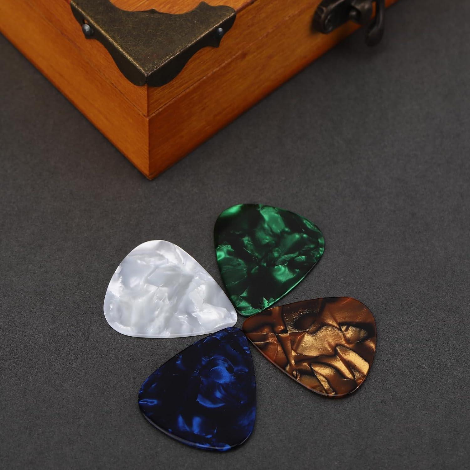24 Plektren Plektrum Set 0.46MM 0.71MM 0.96MM Zelluloid Akustik E-Gitarre Ukulele Bass