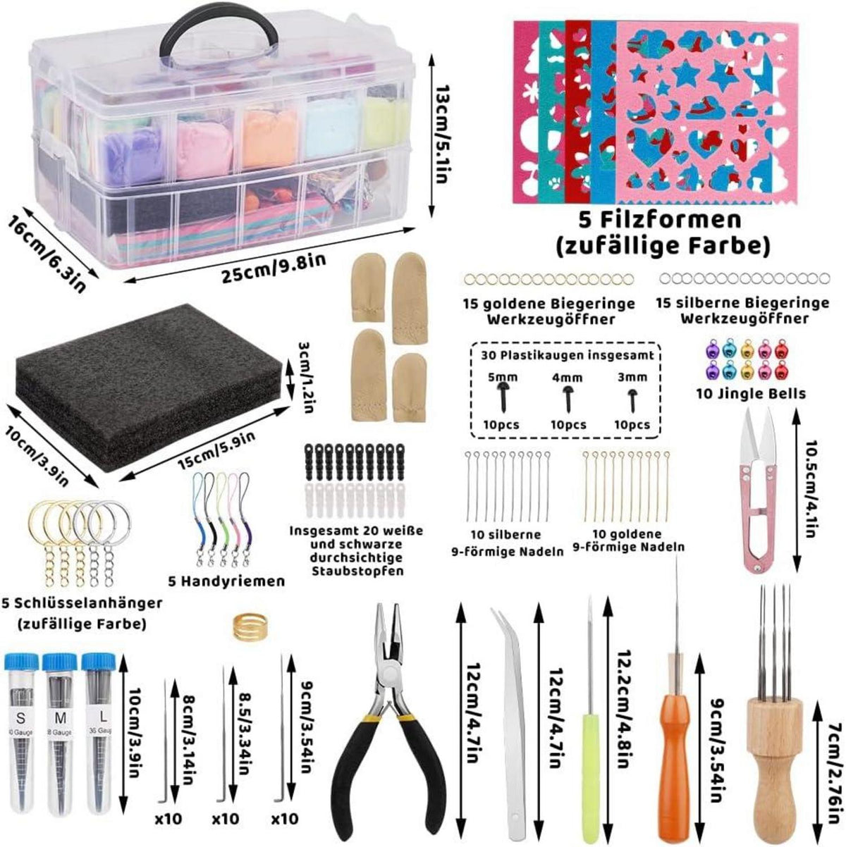 Nadelfilz-Set mit 50 Farben und Zubehör, Filzwolle und