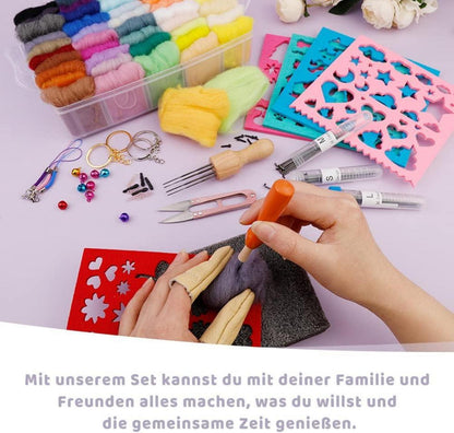 Nadelfilz-Set: 50 Farben Filzwolle Zubehör Filzformen Starter