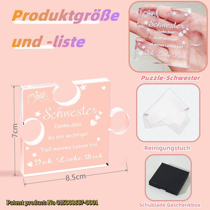 Acryl Puzzle Schwester Geschenk mit Gravur – Geburtstagsüberraschung
