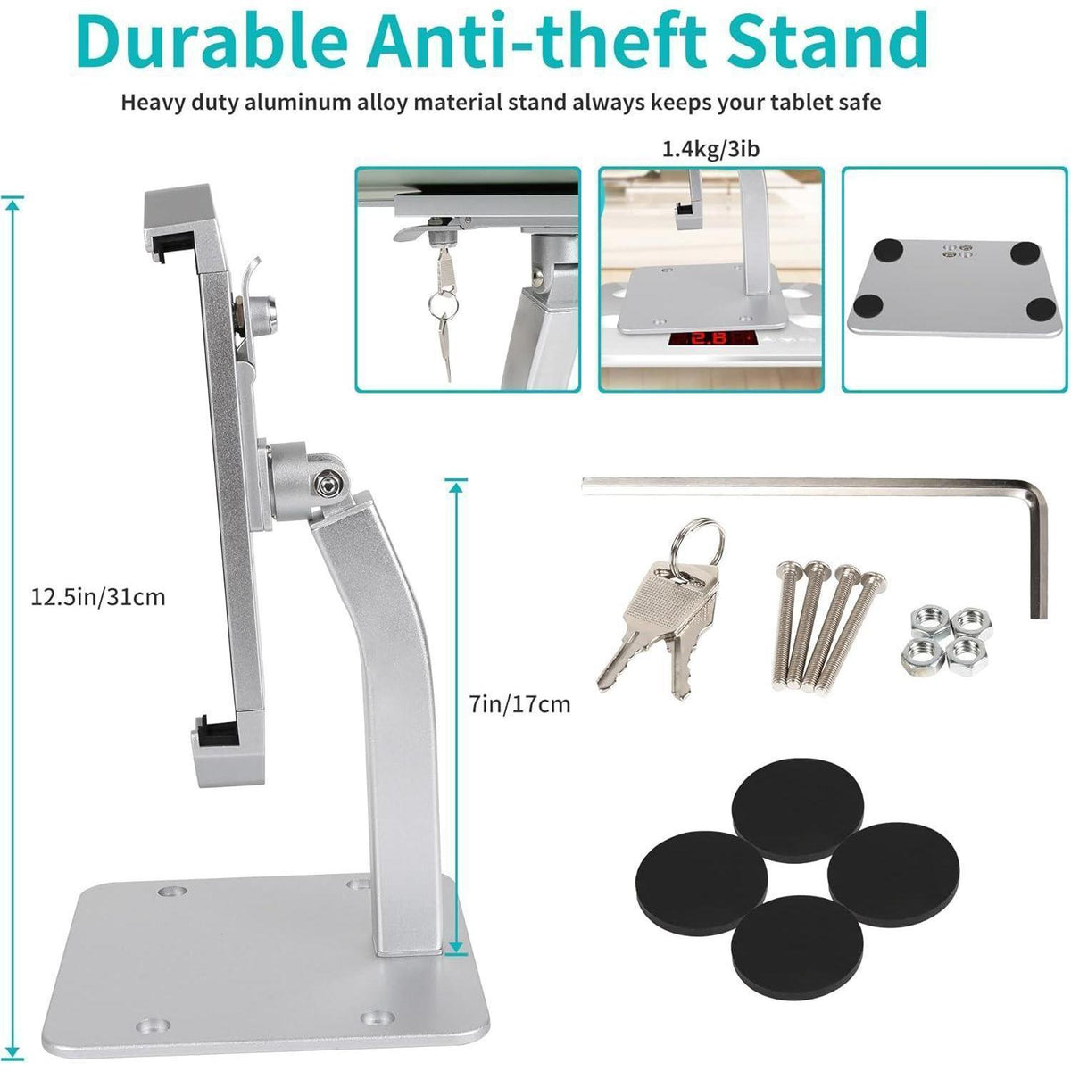 Abschließbarer Tablet Stand für iPad & Co. (9-14 Zoll)