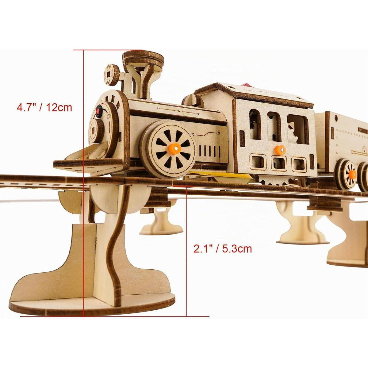 3D Holzpuzzle Zug mit Gleis – Modellbausatz zum Selberbauen