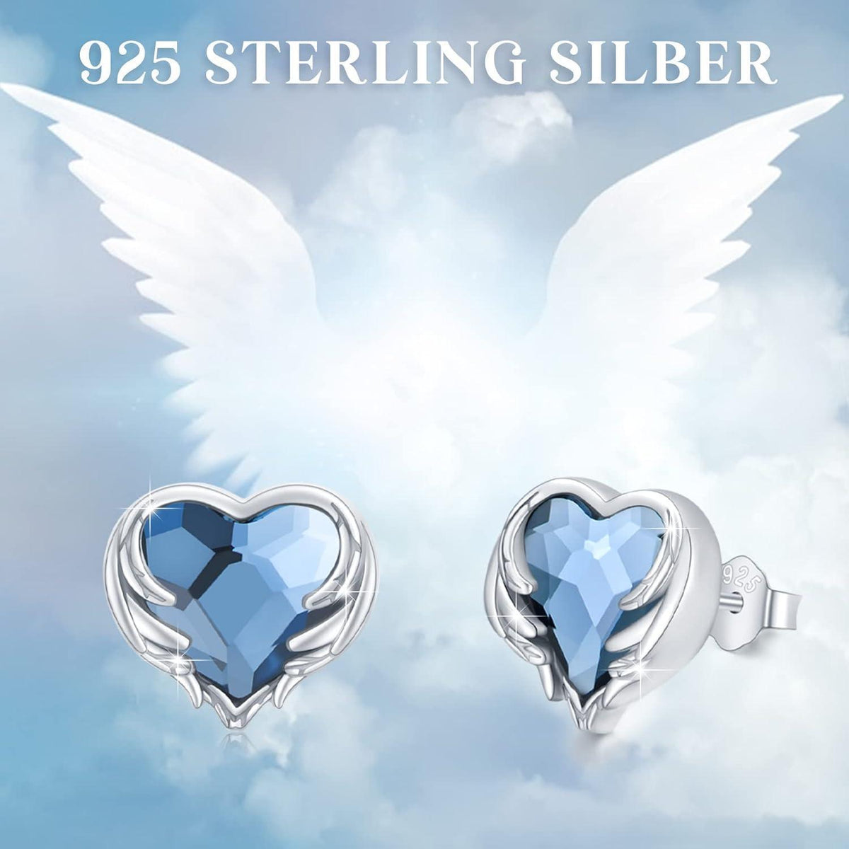925 Sterling Silber Ohrringe mit Engelsflügeln und Kristall