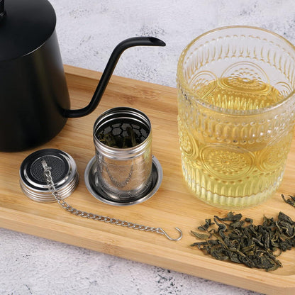 Teesieb Edelstahl Tee Infuser mit Abtropfschale Set