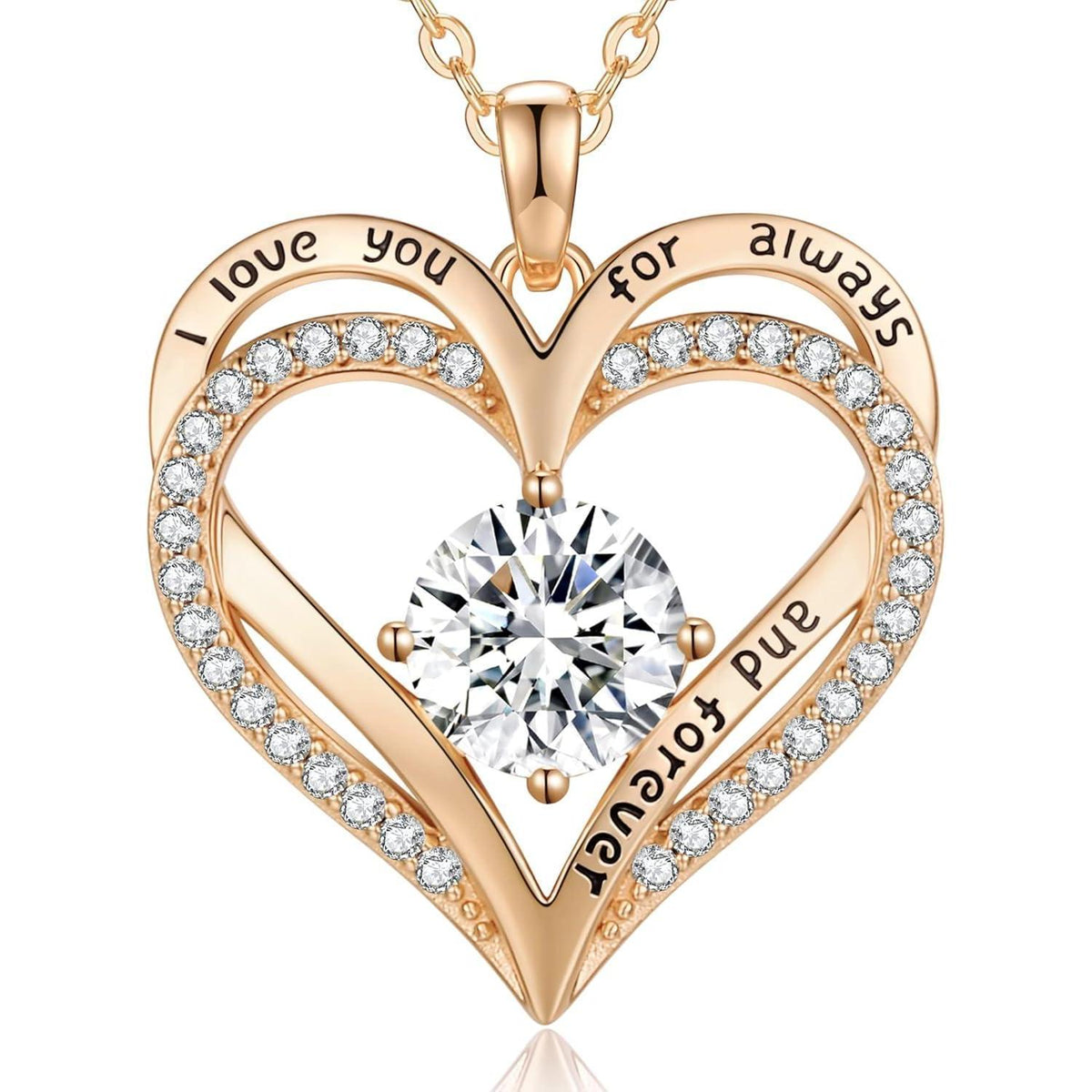 Halskette Damen Herz Anhänger mit Geburtsstein 925 Sterling Silber Roségold