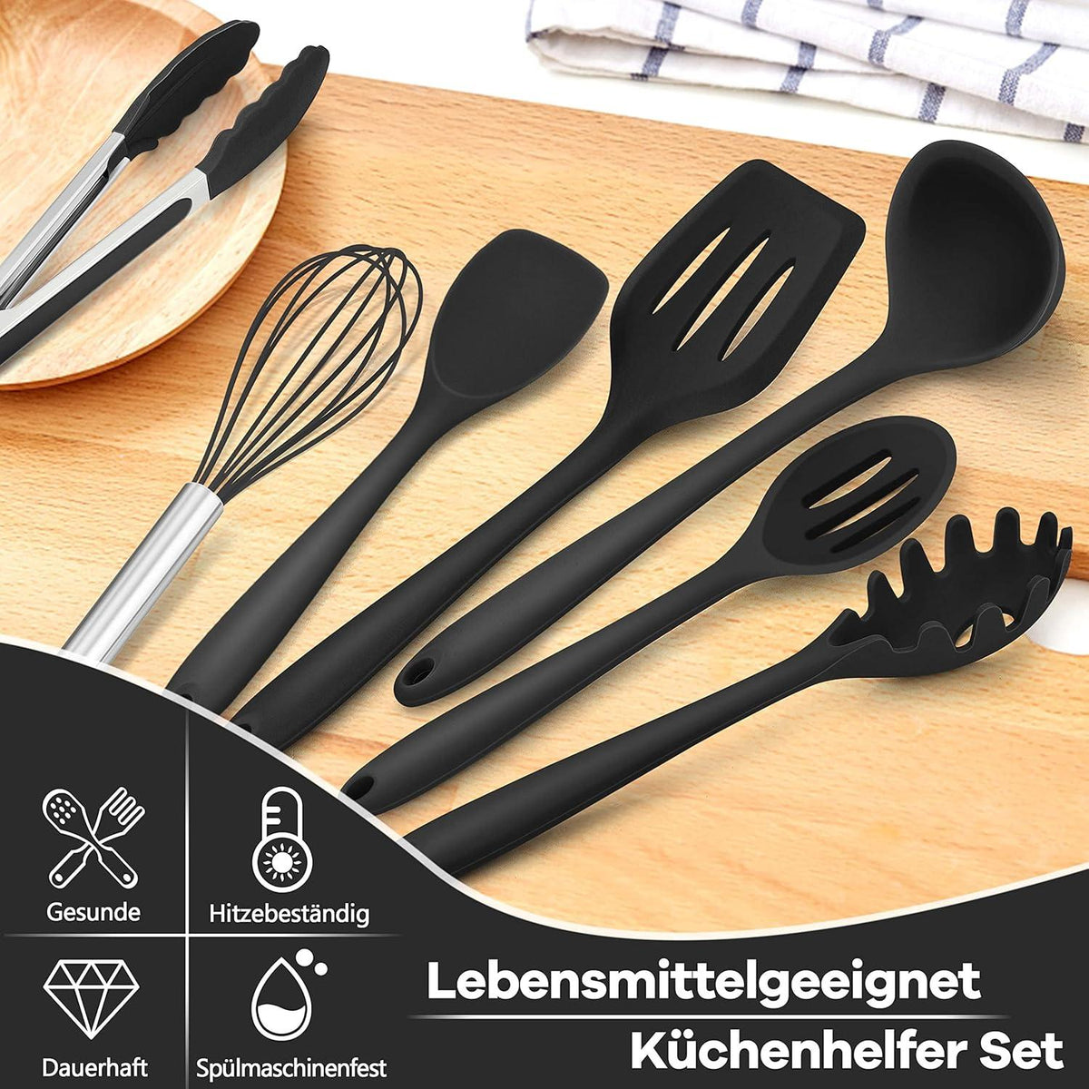 Silikon Küchenhelfer Set 7-teilig Antihaft Hitzebeständig