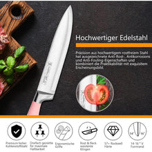 9-tlg. Messerset mit Messerblock, Rosa Edelstahl Küche