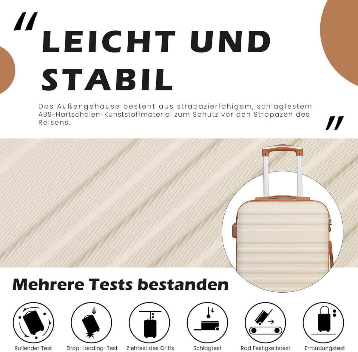 COOLIFE Hartschalen-Koffer Set 3tlg. ABS Trolley 4 Rollen TSA-Schloss