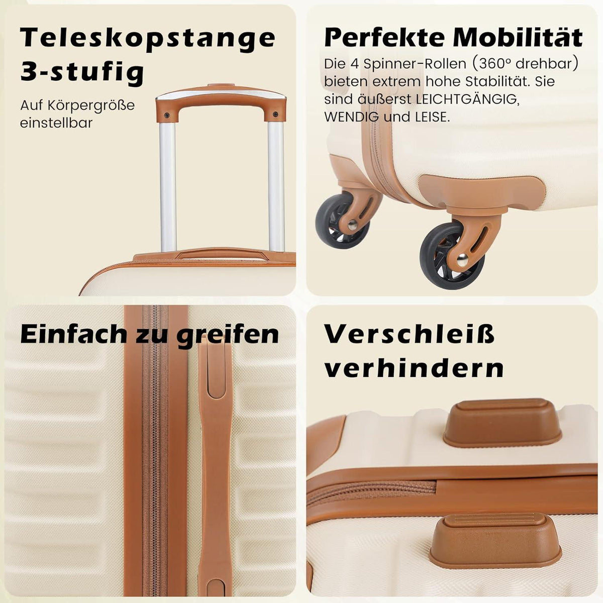 COOLIFE Koffer Set 3tlg ABS Hartschalen Trolley Reisekoffer Spinner
