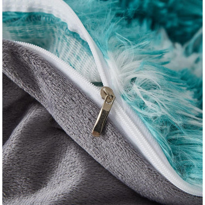 Winter Plüsch Bettwäsche Set 135x200 Türkis Grün