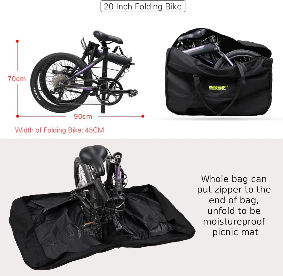 Klapprad Transporttasche 16-20 Zoll Faltrad Wasserabweisend Faltbar