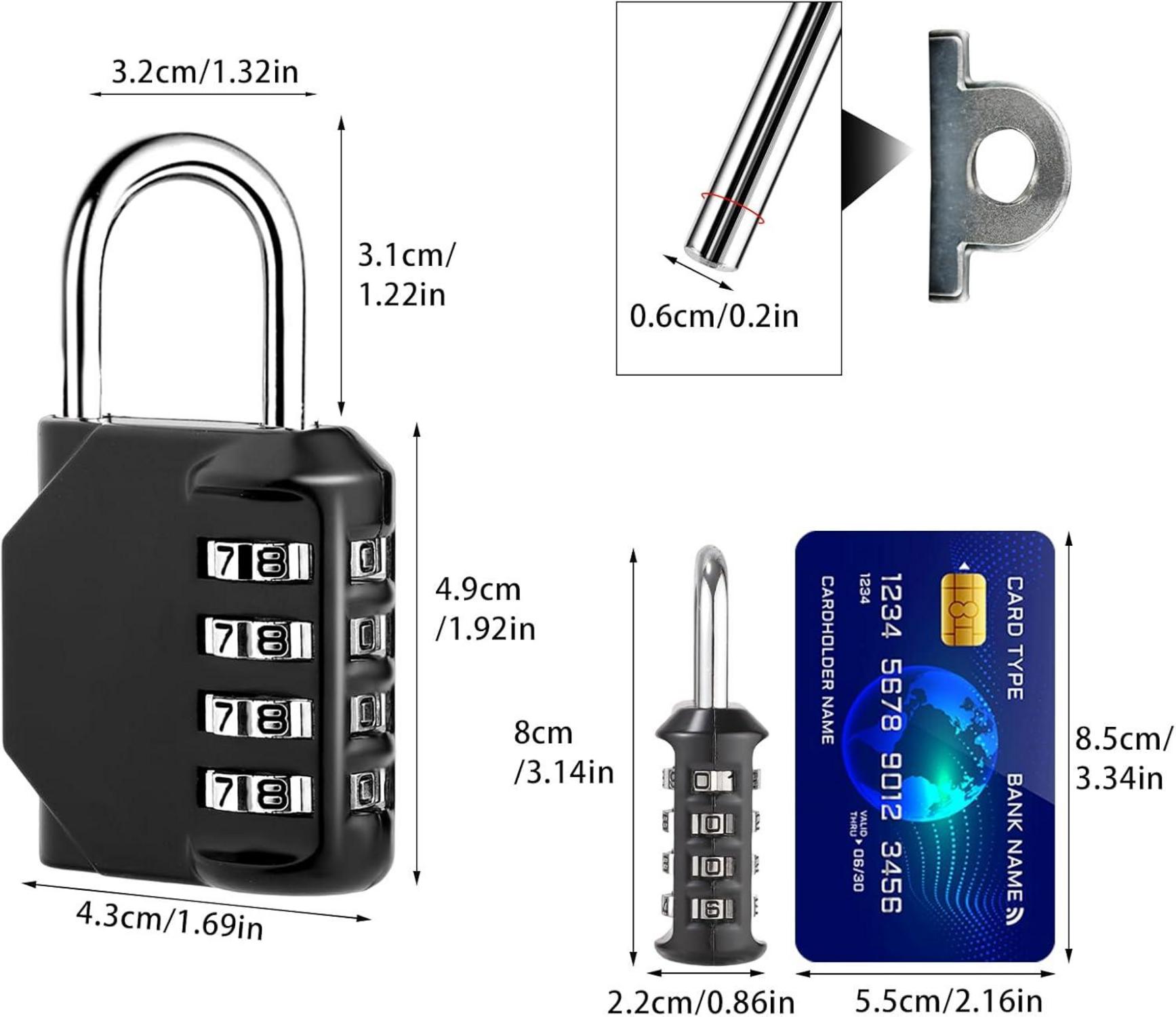 2er-Pack Zahlenschloss Vorhängeschloss Zinklegierung