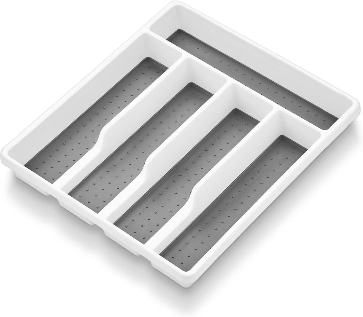 Besteckkasten für Schubladen Kunststoff Weiß Grau 5 Fächer 32,6x29cm