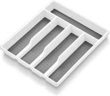 Besteckkasten für Schubladen Kunststoff Weiß Grau 5 Fächer 32,6x29cm