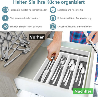 Besteckkasten Schubladeneinsatz Kunststoff Utensilienfach 5 Fächer 32,6x29cm