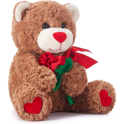 Teddybär Kuscheltier 27cm – Weiches Plüschtier mit Rosen