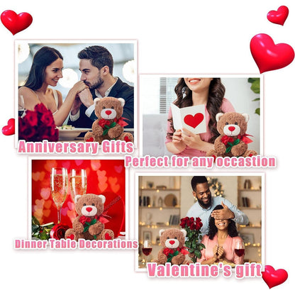 Teddybär Kuscheltier 27cm – Weiches Plüschtier mit Rosen