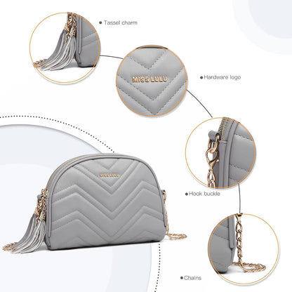 Damen Crossbody Umhängetasche aus PU Leder mit 4 Fächern