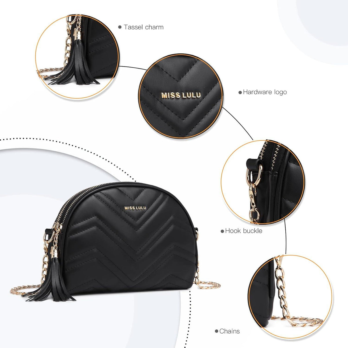 Umhängetasche Damen Crossbody Bag mittelgroß Goldene Hardware