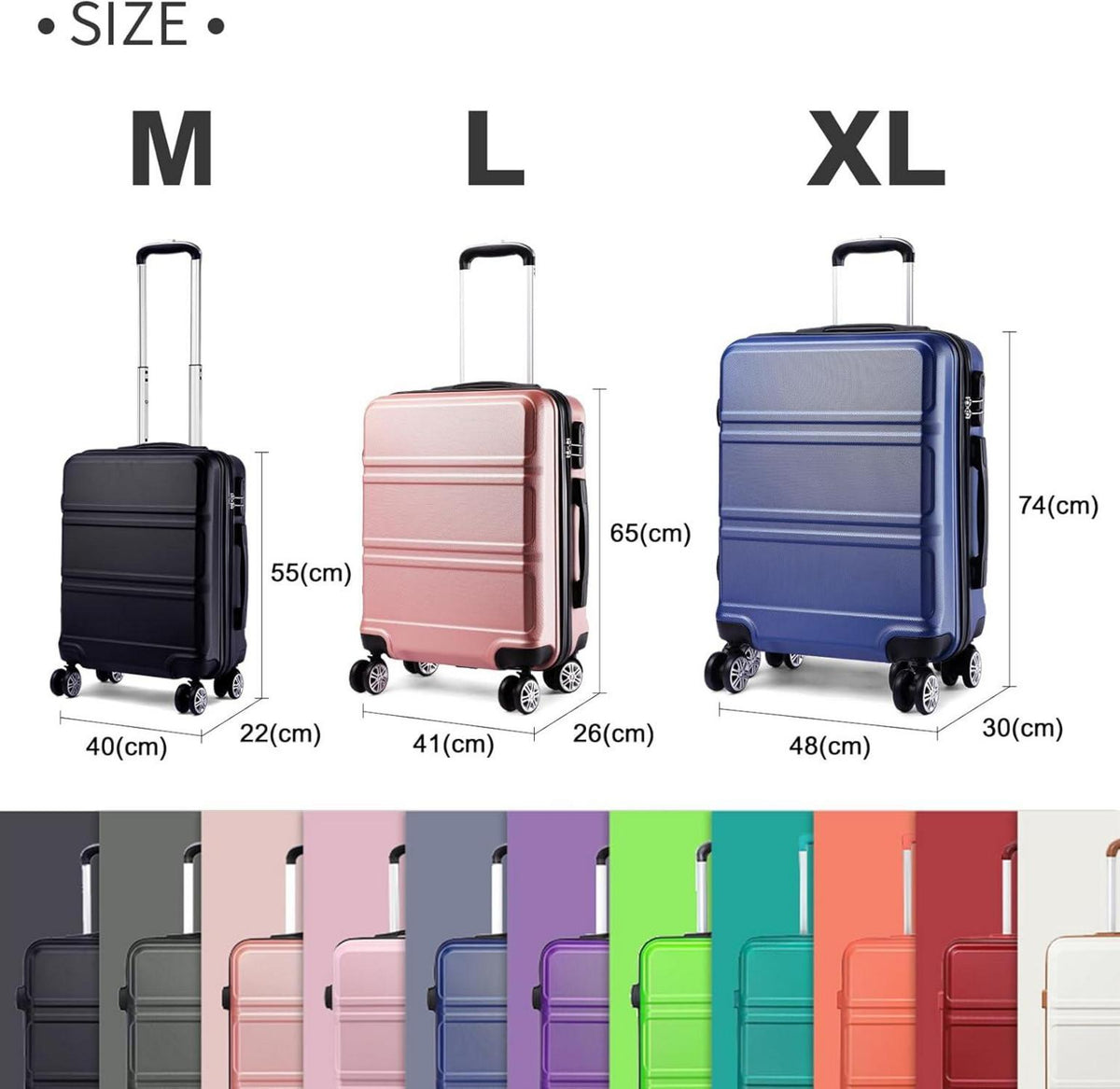 Koffer Trolley Reisekoffer 55cm ABS TSA Schloss 4 Rollen