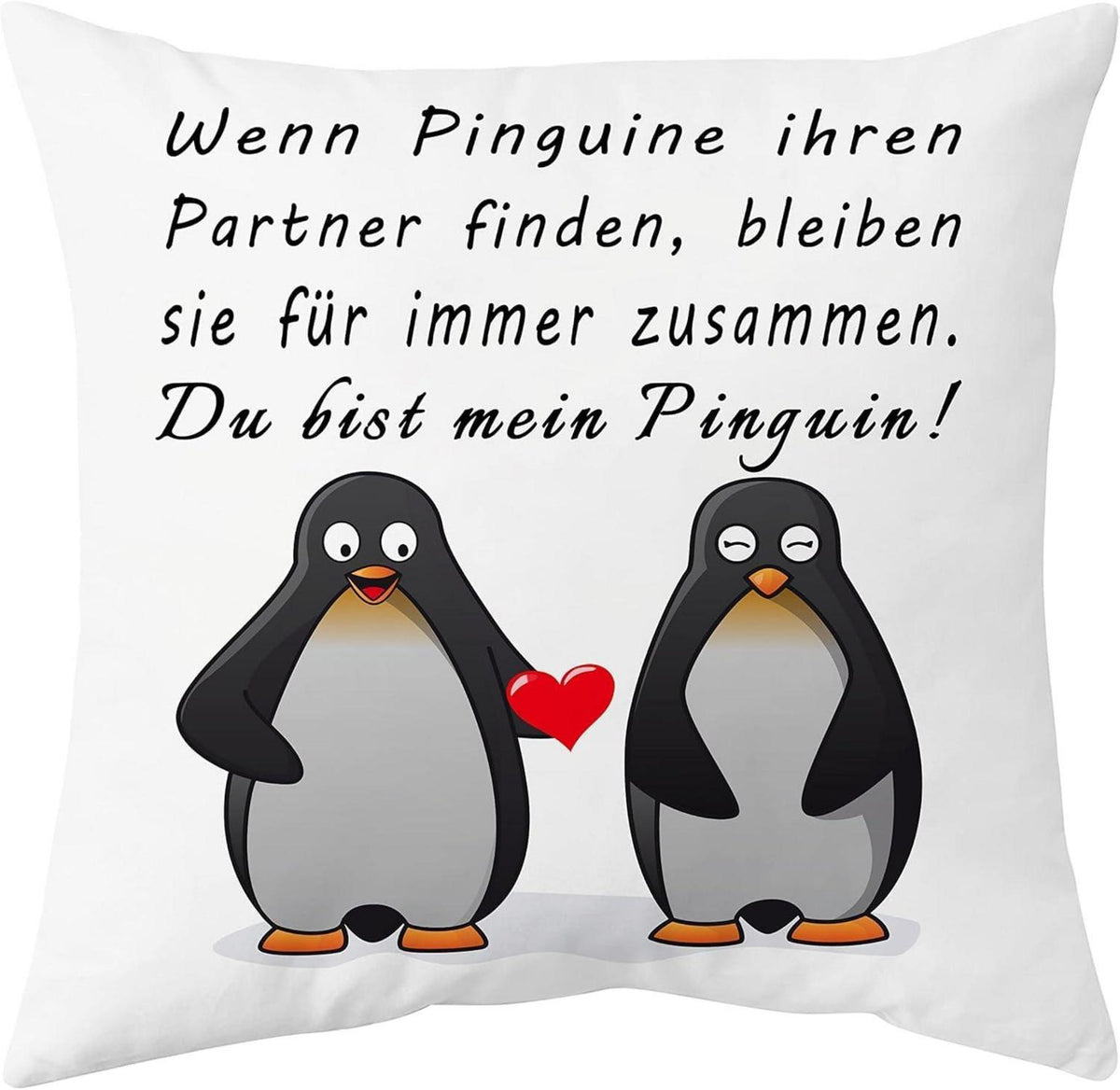 Pinguin Geschenk Kissenbezug 45x45 cm Lustig Partner Jahrestag Weihnachten
