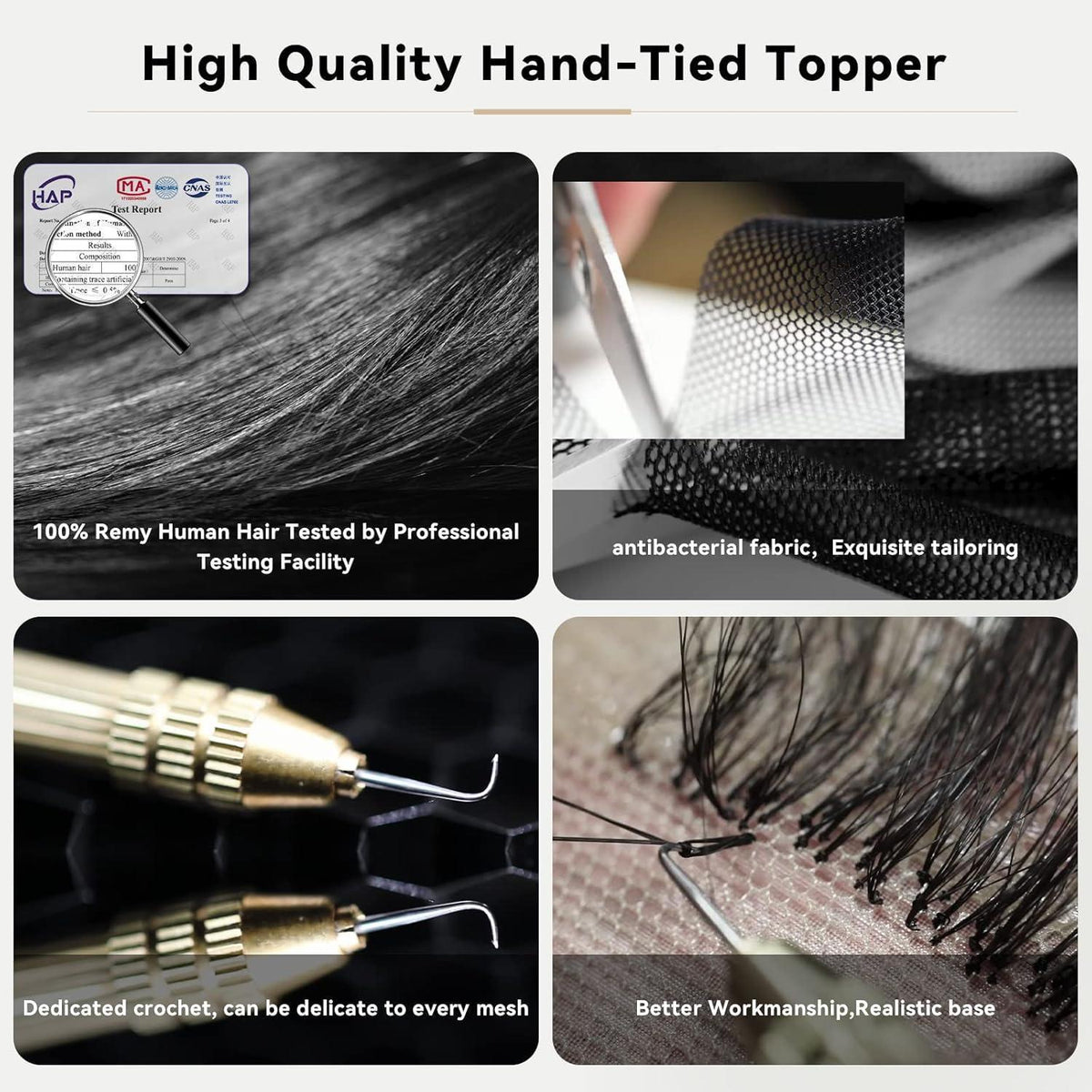 Remy Haar Topper Braun – Handgeknüpft, 12 Zoll