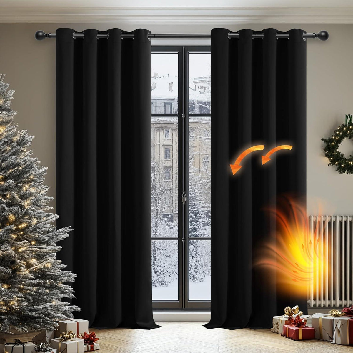 Blickdichte Verdunkelungsvorhänge 300x140 cm – 2er Set Schwarz