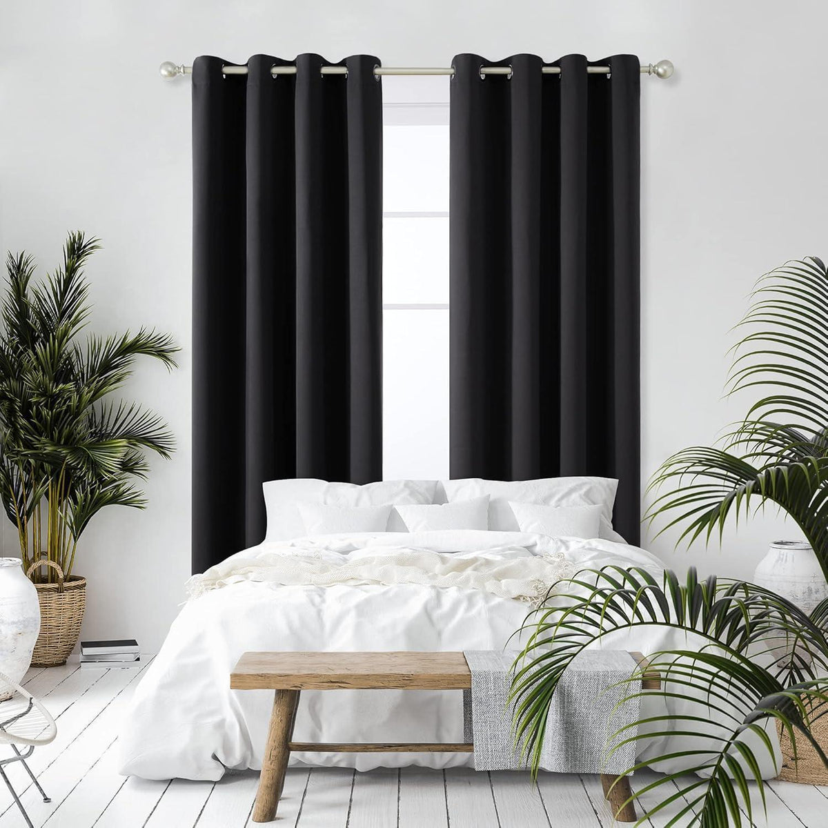 Blickdichte Verdunkelungsvorhänge 300x140 cm – 2er Set Schwarz