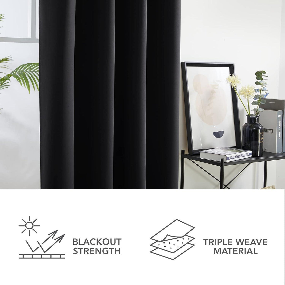Blickdichte Verdunkelungsvorhänge 300x140 cm – 2er Set Schwarz