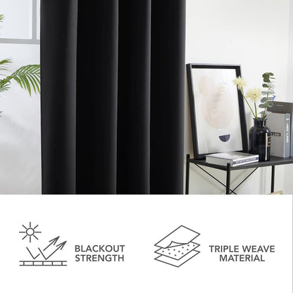 Blickdichte Verdunkelungsvorhänge 300x140 cm – 2er Set Schwarz