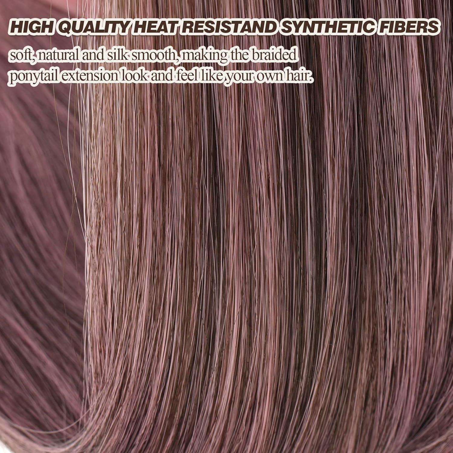 Geflochtene Pferdeschwanzverlängerung 66cm Braun Ombre Rosa