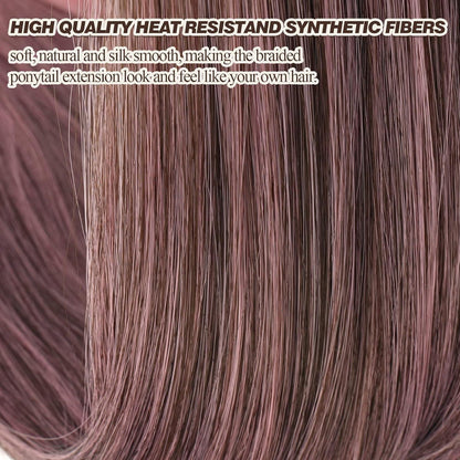 Geflochtene Pferdeschwanzverlängerung 66cm Braun Ombre Rosa