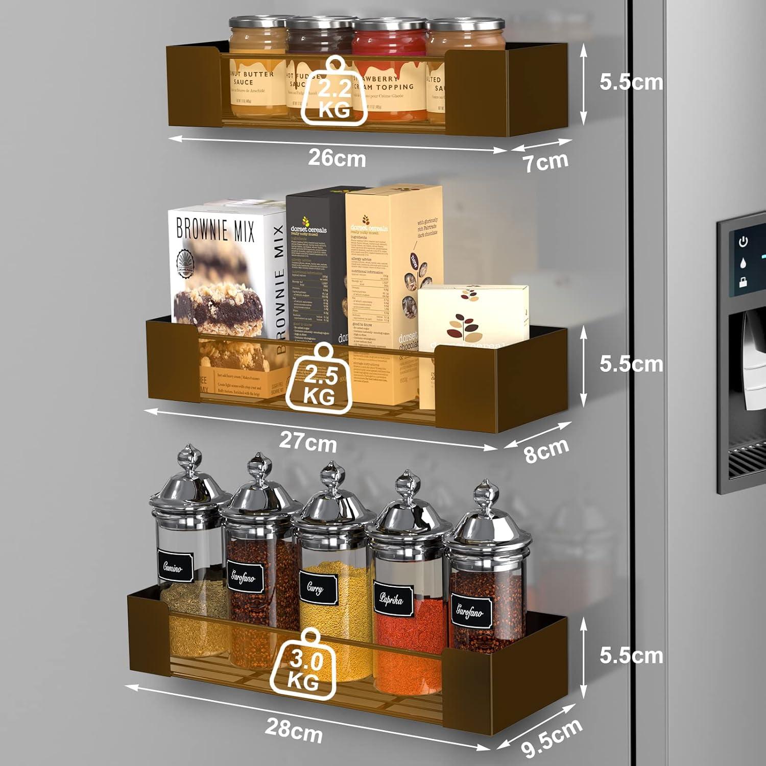 Magn. Gewürzregal 3er-Set Kühlschrank ohne Bohren Schwarz