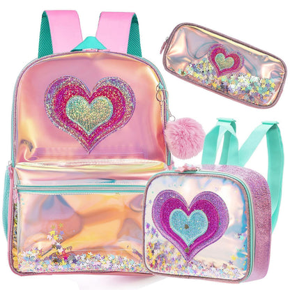 Mädchen Rolling Backpack Set mit Rädern & Lunchbox 6-8 Jahre