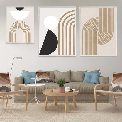 3er Premium Poster Set Moderne Abstrakt Kunst Wandbilder Leinwandbild Boho Deko 40x50cm Beige