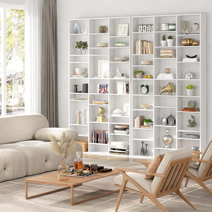 190 cm Bücherregal weiß mit verstellbaren Ablagen & CD-Fächern
