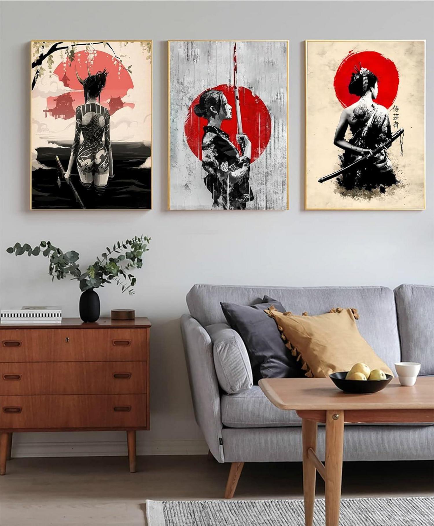 Japanische Frau Leinwand Poster Wandkunst Wohnzimmer Deko