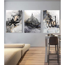 Islamische Kalligraphie Leinwandbilder Schwarz 3er Set 50x70cm