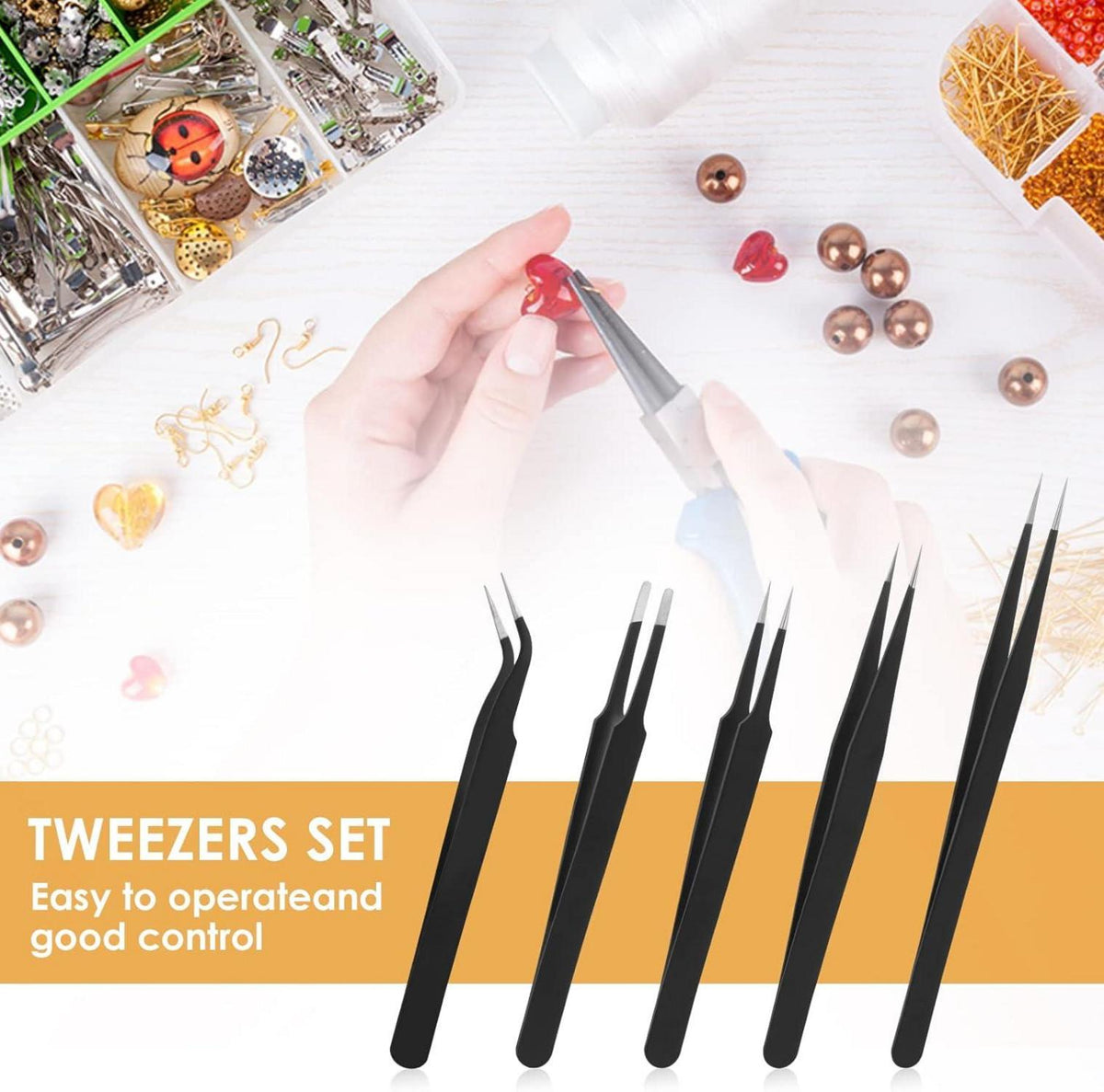 Präzisionspinzetten Set Edelstahl Schmuckherstellung DIY 5 Modelle