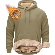 Herren Sherpa Hoodie mit Kängurutasche Khaki XL