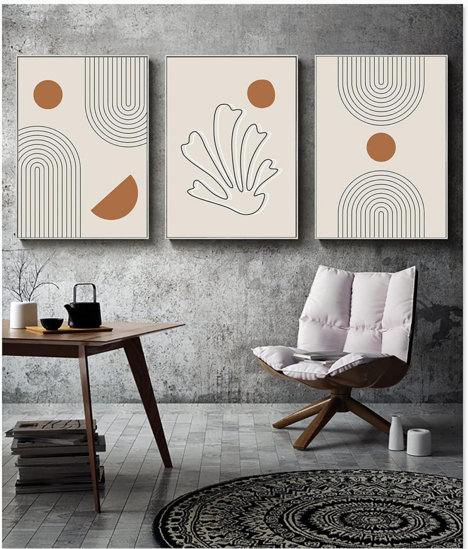 Leinwand Bilder Moderne Kunstposter Wandbilder Wohnzimmer Boho Set 3-teilig