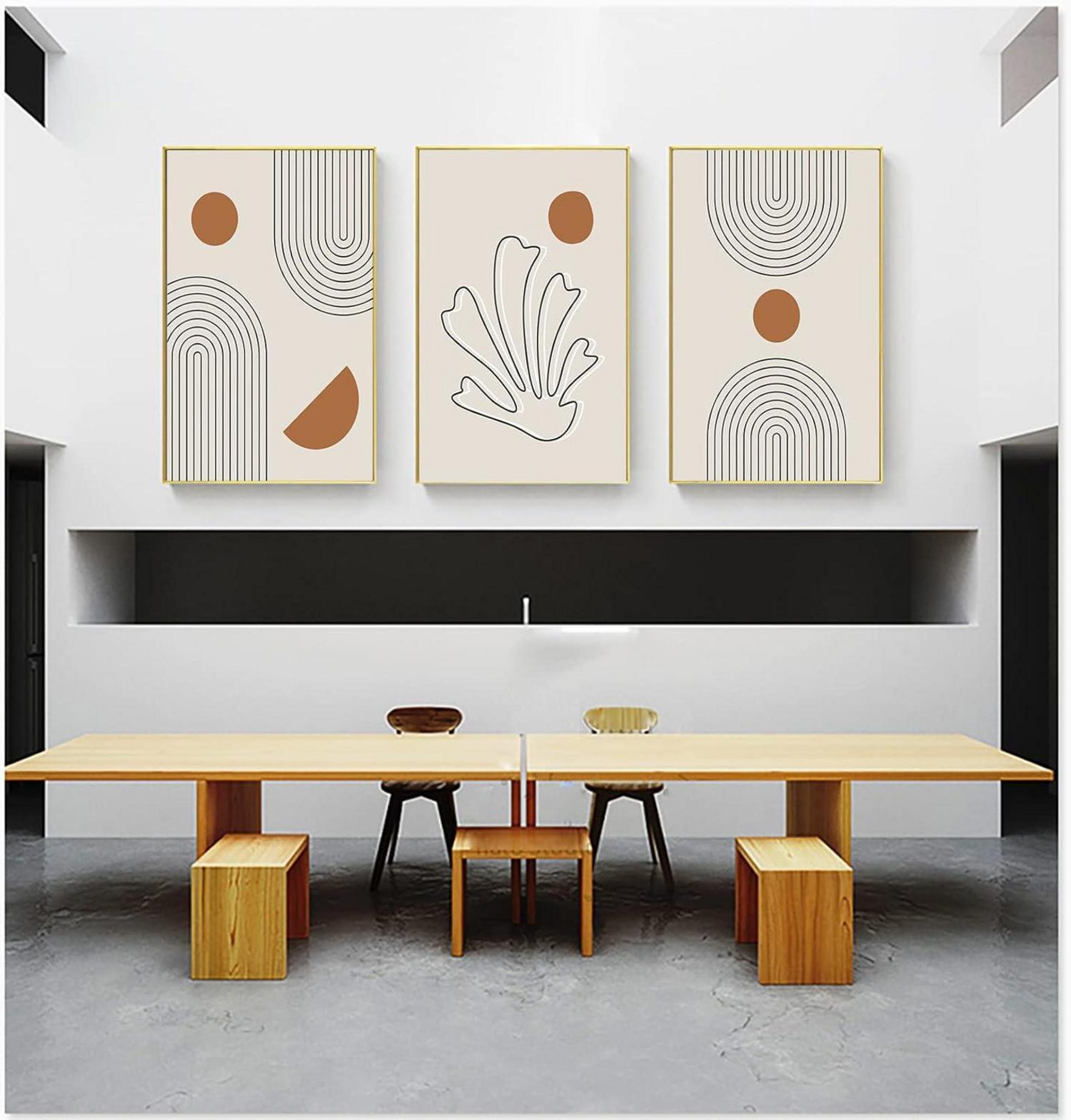 Moderne Abstrakt Leinwand Bilder Wohnzimmer Set Geometrie 2